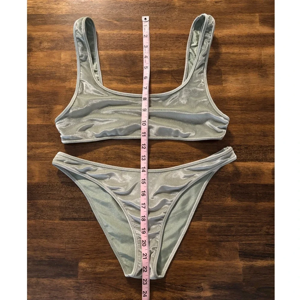 Triangl Women’s XL Bikini Set Velour Velvet Low Rise Bottoms Cheeky Pullover Top